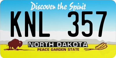ND license plate KNL357
