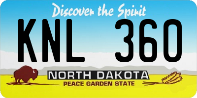 ND license plate KNL360