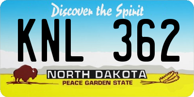 ND license plate KNL362