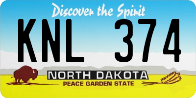 ND license plate KNL374