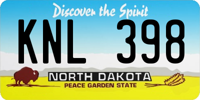 ND license plate KNL398