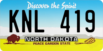 ND license plate KNL419