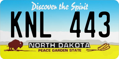 ND license plate KNL443
