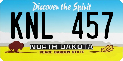 ND license plate KNL457