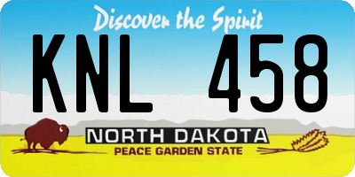 ND license plate KNL458