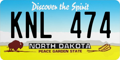 ND license plate KNL474