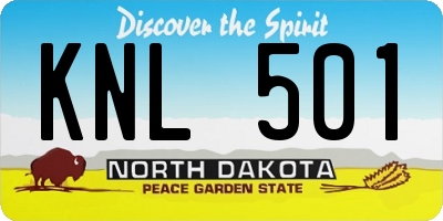 ND license plate KNL501