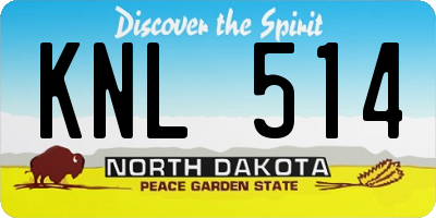 ND license plate KNL514