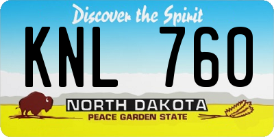 ND license plate KNL760