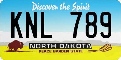 ND license plate KNL789