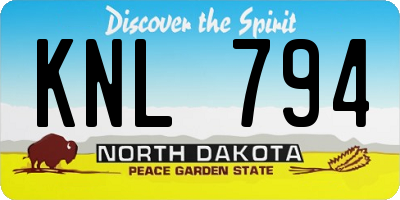 ND license plate KNL794