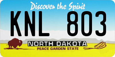 ND license plate KNL803