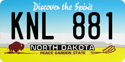 ND license plate KNL881