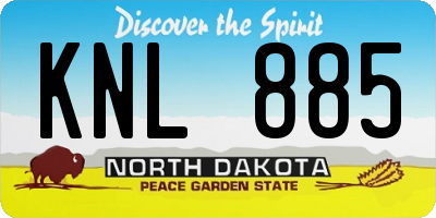 ND license plate KNL885