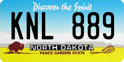 ND license plate KNL889