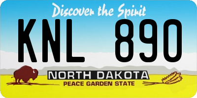 ND license plate KNL890