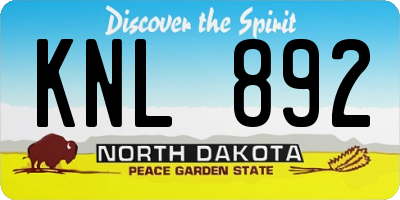 ND license plate KNL892
