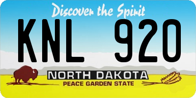 ND license plate KNL920