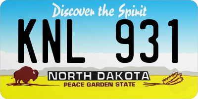ND license plate KNL931