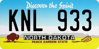 ND license plate KNL933