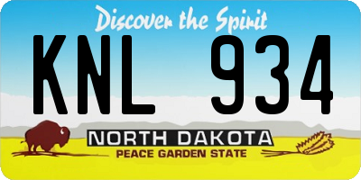 ND license plate KNL934