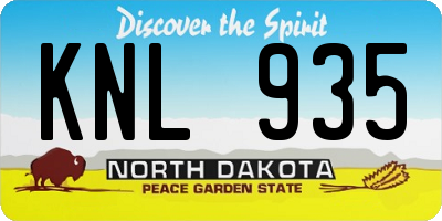 ND license plate KNL935