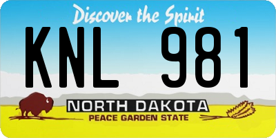 ND license plate KNL981