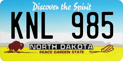 ND license plate KNL985