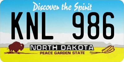 ND license plate KNL986