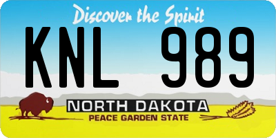 ND license plate KNL989