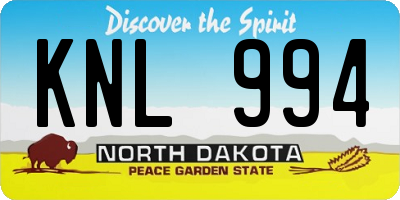 ND license plate KNL994