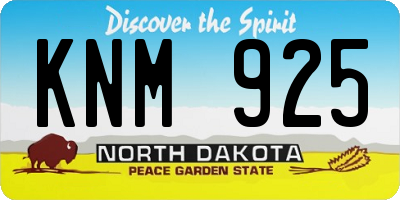 ND license plate KNM925