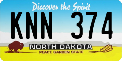 ND license plate KNN374