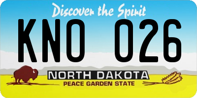 ND license plate KNO026