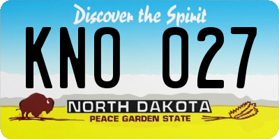 ND license plate KNO027