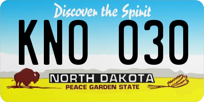 ND license plate KNO030