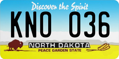 ND license plate KNO036