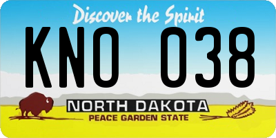 ND license plate KNO038