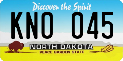 ND license plate KNO045