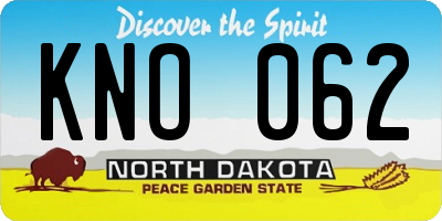 ND license plate KNO062