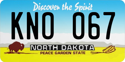 ND license plate KNO067