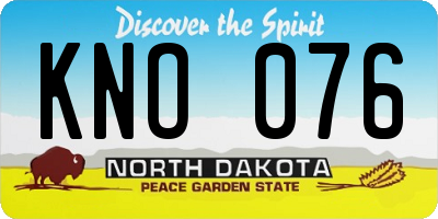 ND license plate KNO076