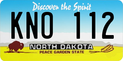 ND license plate KNO112