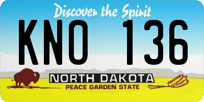 ND license plate KNO136