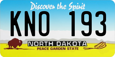 ND license plate KNO193