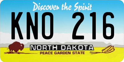 ND license plate KNO216