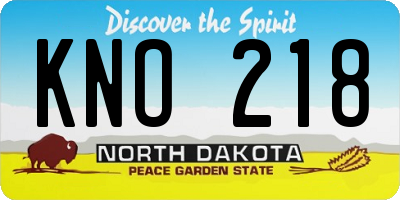 ND license plate KNO218