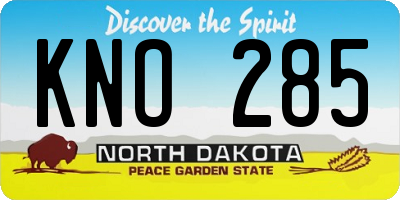 ND license plate KNO285