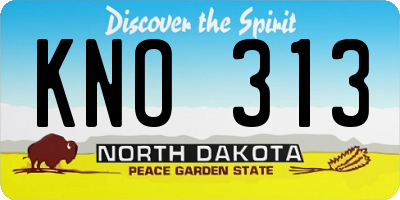 ND license plate KNO313