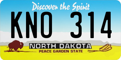 ND license plate KNO314